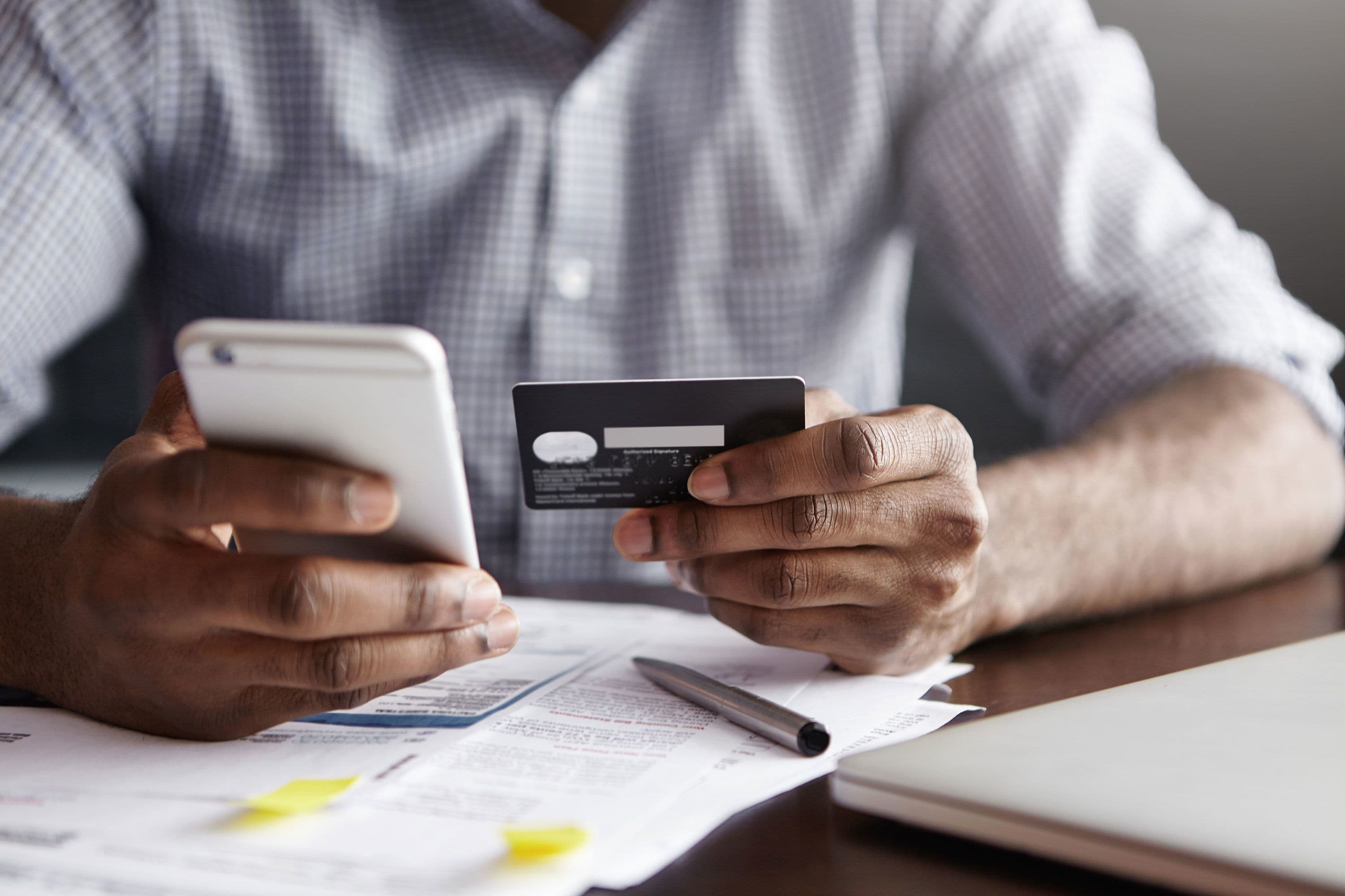 Paying online with a phone and credit card